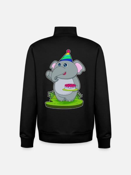 Elephant Birthday Cake - Unisex Organic Zip Sweatshirt by Stanley/Stella - black