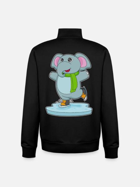 Elephant Ice Skating Skates - Unisex Organic Zip Sweatshirt by Stanley/Stella - black