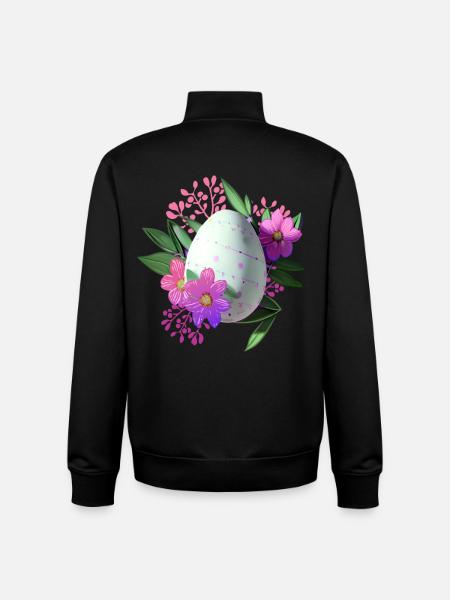 Fleurs Easter Egg Floral - Sweat zippé unisexe en coton bio Stanley/Stella - noir