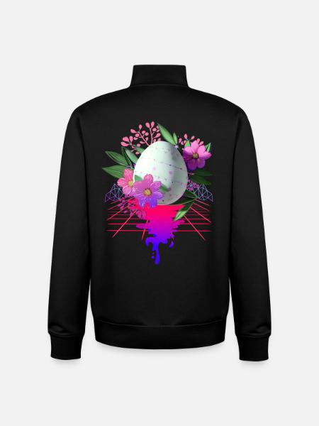 Påskeæg blomster Kunst Retro Bølge - Stanley/Stella unisex sweatshirt med lynlås i økologisk - sort
