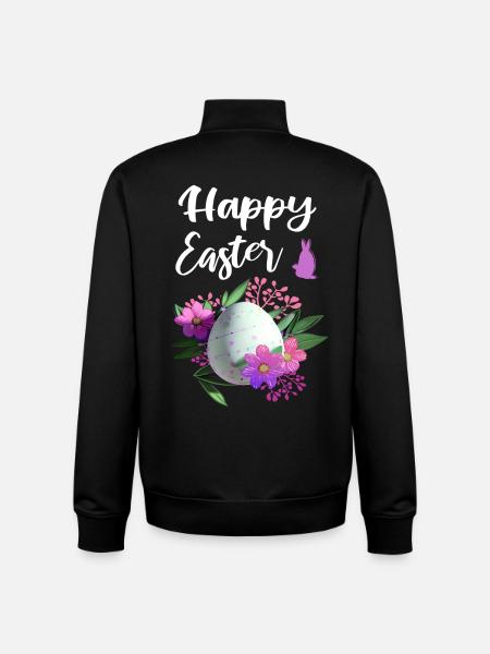 Happy Easter Flowers Easter Egg - Unisex Organic Zip Sweatshirt by Stanley/Stella - black