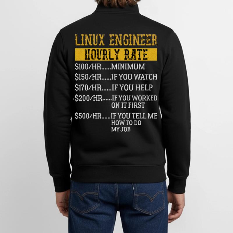 Linux Engineer Stundensatz Mechaniker Arbeitsrate Unisex Organic Zip Sweatshirt von Stanley/Stella