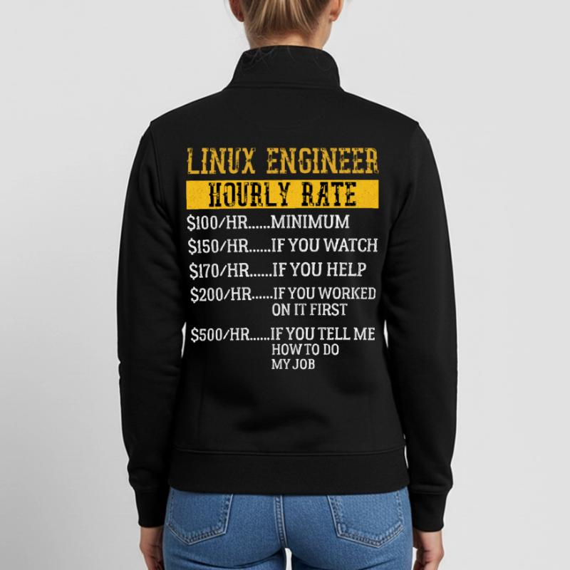 Linux Engineer Hourly Rate Mechanic Labor rate Unisex Organic Zip Sweatshirt by Stanley/Stella