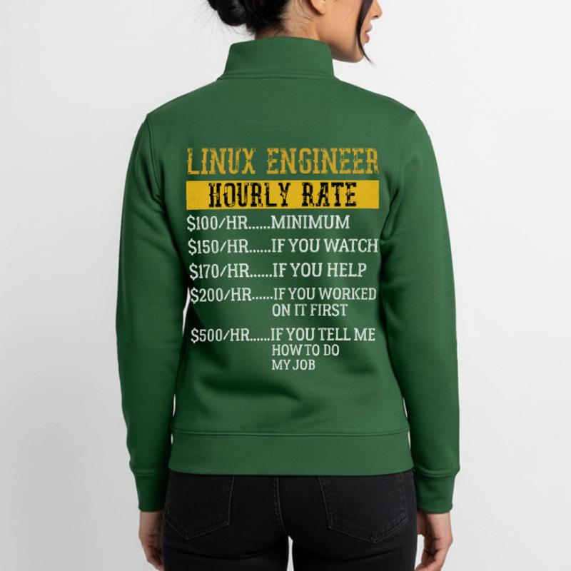 Linux Engineer Hourly Rate Mechanic Labor rate Unisex Organic Zip Sweatshirt by Stanley/Stella