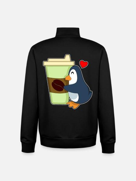 Penguin Coffee to go - Unisex Organic Zip Sweatshirt by Stanley/Stella - black