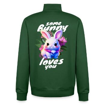 Le lapin de Pâques doux vous apporte de l’amour - Sweat zippé unisexe en coton bio Stanley/Stella - vert bouteille - Dos - AI Model Male 185 dark (185cm)