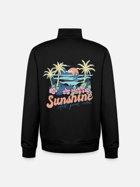 Zonneschijn en geweldige sfeer zomer - Unisex sweater met rits van biologisch katoen Stanley/Stella - zwart