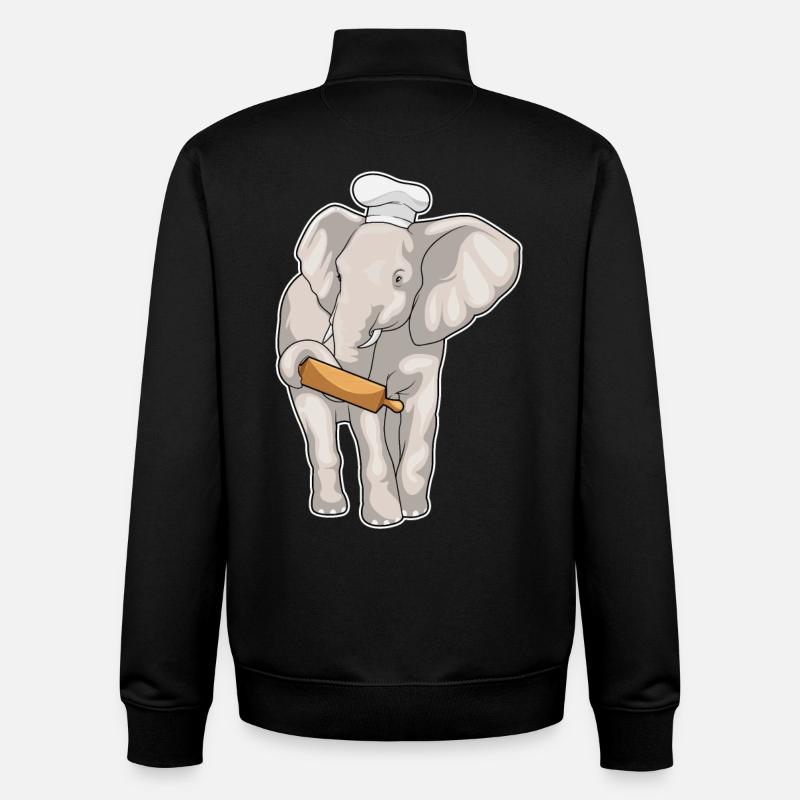 Elephant Baker Pasta Wood - Sweat zippé unisexe en coton bio Stanley/Stella - noir