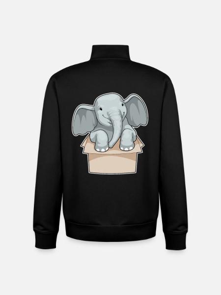Elephant Cardboard Box - Unisex Organic Zip Sweatshirt by Stanley/Stella - black