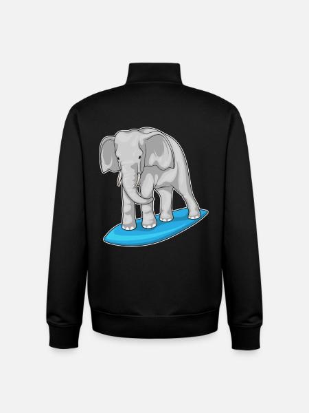 Elephant Surfing Surfboard Summer - Unisex Organic Zip Sweatshirt by Stanley/Stella - black