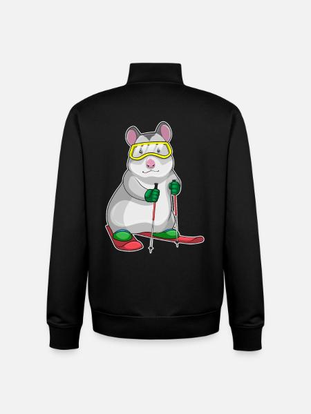 Hamster Skier Ski - Unisex Organic Zip Sweatshirt by Stanley/Stella - black
