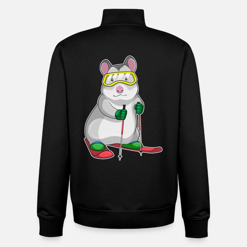 Hamster Skier Ski - Sweat zippé unisexe en coton bio Stanley/Stella - noir