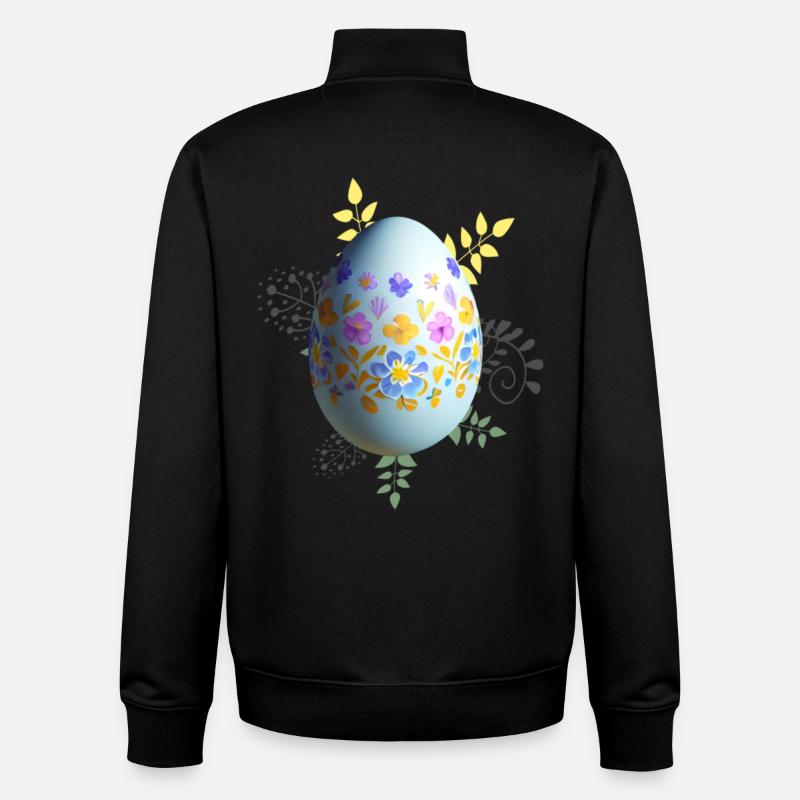 Floral Easter Egg - Unisex Organic Zip Sweatshirt by Stanley/Stella - black