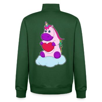 Cœur de licorne - Sweat zippé unisexe en coton bio Stanley/Stella - vert bouteille - Dos - AI Model Male 185 dark (185cm)