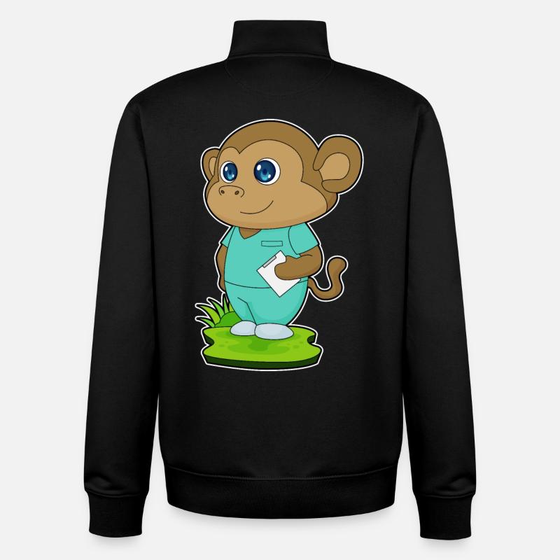 Monkey Nurse - Unisex Organic Zip Sweatshirt by Stanley/Stella - black