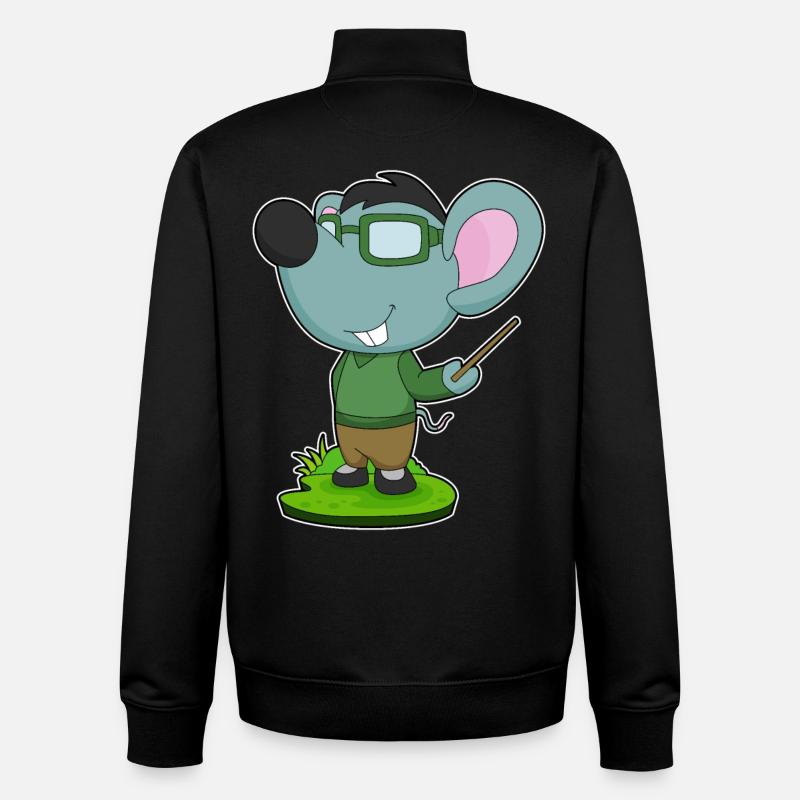 Mouse Teacher Pointer School - Unisex Organic Zip Sweatshirt by Stanley/Stella - black