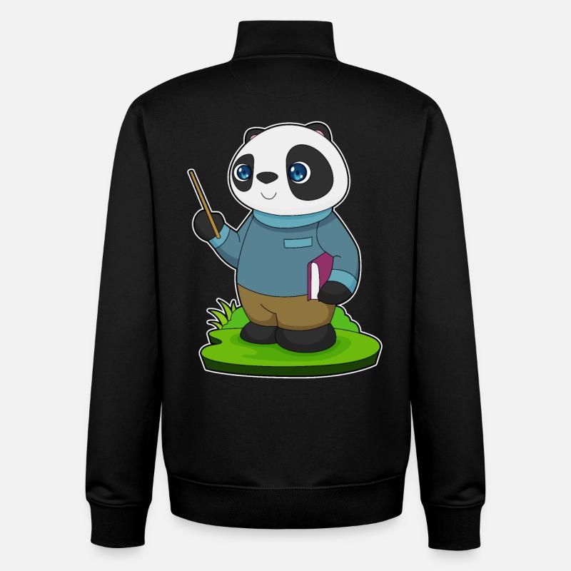 Panda Lehrer Zeigestab Schule - Unisex Organic Zip Sweatshirt von Stanley/Stella - Schwarz