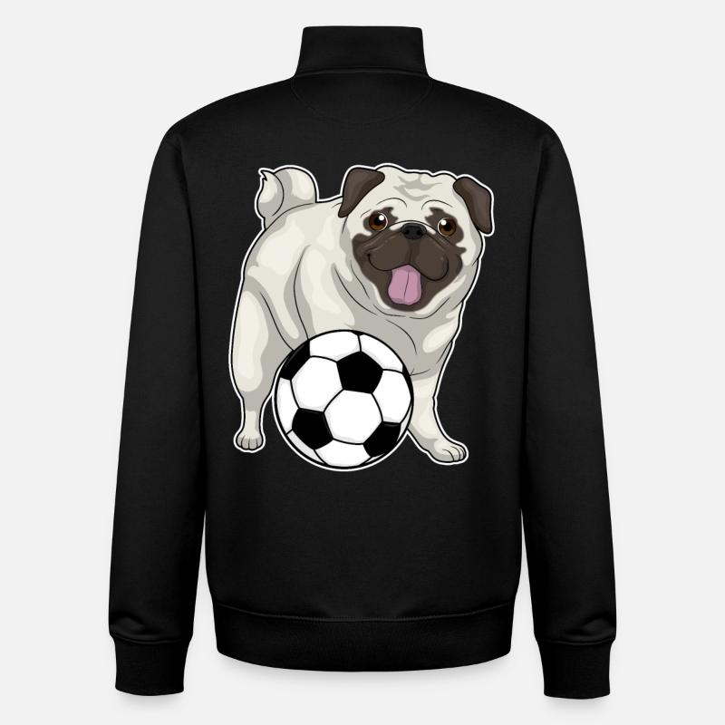 Pug Soccer Player Soccer - Sweat zippé unisexe en coton bio Stanley/Stella - noir