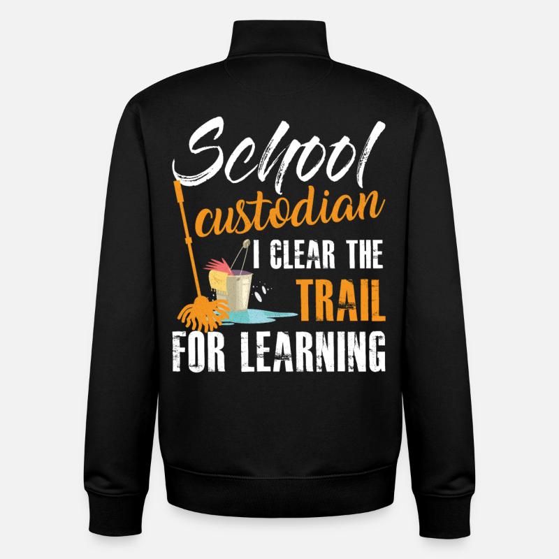 School Custodian Quote Education Custodial - Unisex Organic Zip Sweatshirt by Stanley/Stella - black