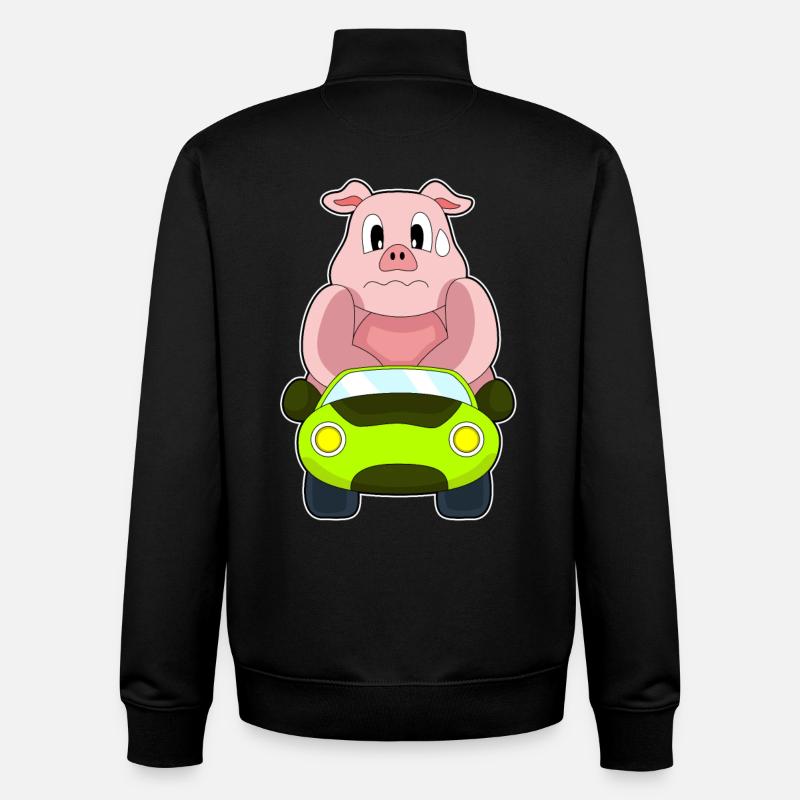 Voiture de cochon - Sweat zippé unisexe en coton bio Stanley/Stella - noir