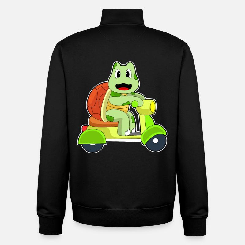 Turtle Scooter - Sweat zippé unisexe en coton bio Stanley/Stella - noir