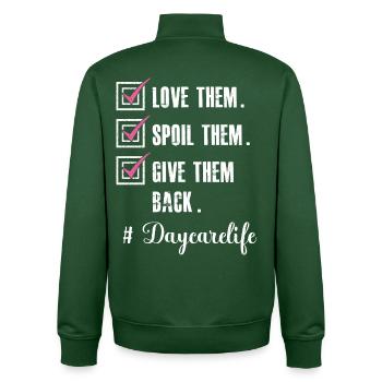 Love Daycare Provider Childcare Teacher - Unisex Organic Zip Sweatshirt by Stanley/Stella - bottle green - Back - AI Model Male 185 dark (185cm)