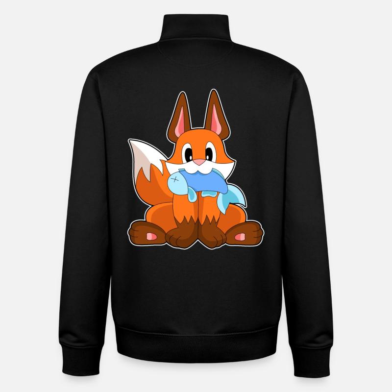Poisson-renard - Sweat zippé unisexe en coton bio Stanley/Stella - noir