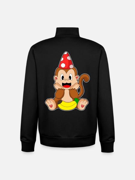 Monkey Party Hat - Unisex Organic Zip Sweatshirt by Stanley/Stella - black
