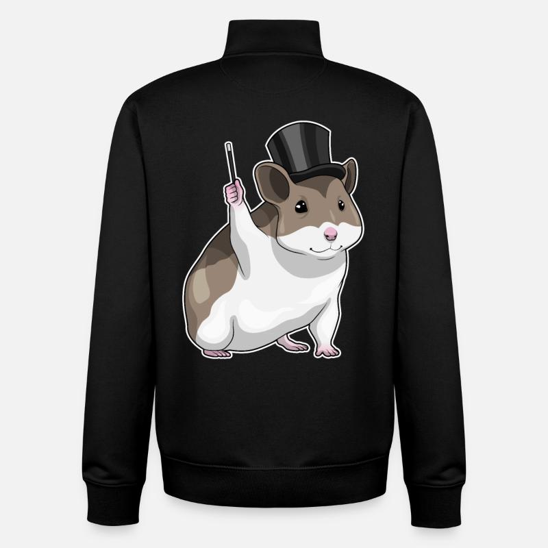 Hamster Wizard Wand - Unisex Organic Zip Sweatshirt by Stanley/Stella - black