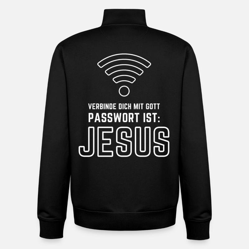 God's WiFi Password Jesus - Unisex Organic Zip Sweatshirt by Stanley/Stella - black