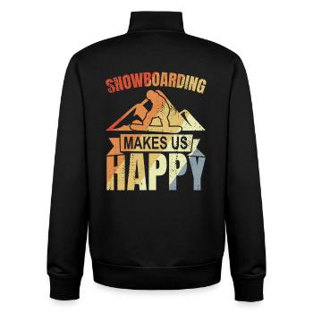 Vintage Snowboarder - Unisex Organic Zip Sweatshirt by Stanley/Stella - black - Back - AI Model Male 185 light (185cm)