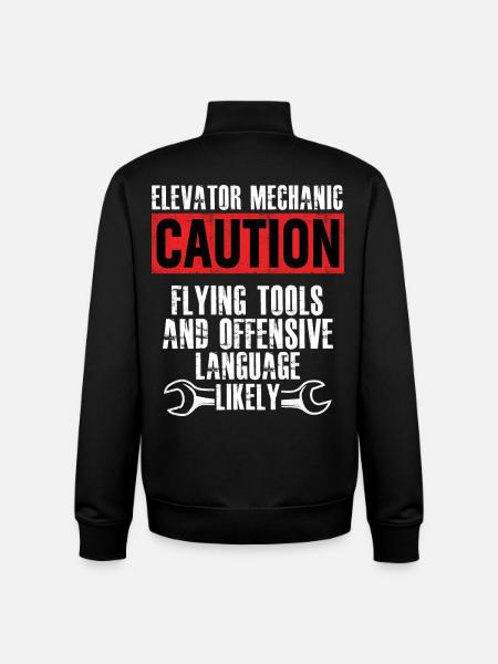 Elevator Mechanic Flying Tools Technician - Unisex Organic Zip Sweatshirt by Stanley/Stella - black