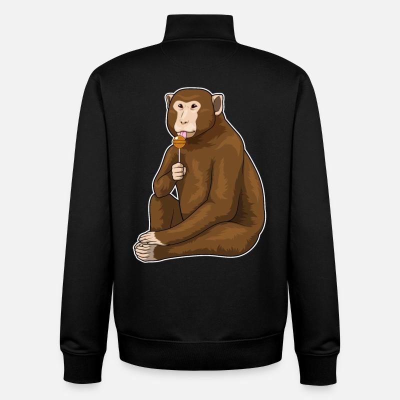 Monkey Lollipop - Unisex Organic Zip Sweatshirt by Stanley/Stella - black