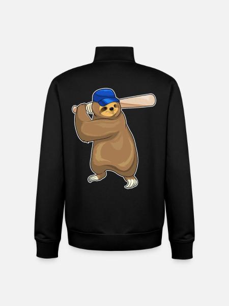 Sloth Baseball Baseball Bats - Unisex Organic Zip Sweatshirt by Stanley/Stella - black