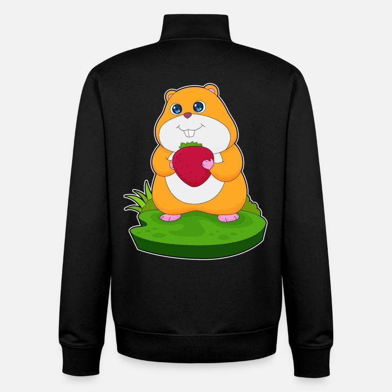Hamster Strawberry - Unisex Organic Zip Sweatshirt by Stanley/Stella - black