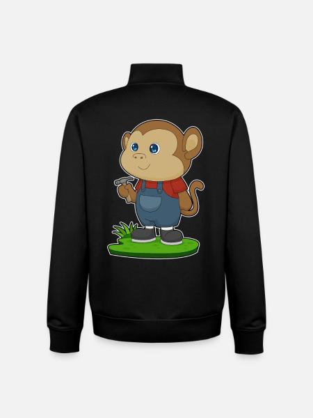 Monkey Craftsman Hammer Craft - Unisex Organic Zip Sweatshirt by Stanley/Stella - black