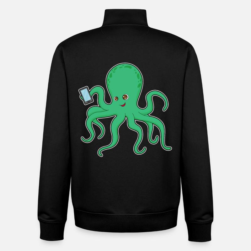 Octopus Smartphone - Unisex Organic Zip Sweatshirt by Stanley/Stella - black