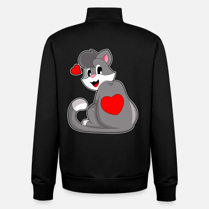 Cœur de chat - Sweat zippé unisexe en coton bio Stanley/Stella - noir