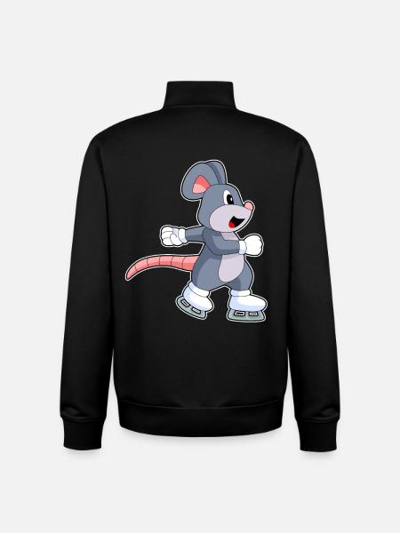 Mouse Ice Skating Skates - Unisex Organic Zip Sweatshirt by Stanley/Stella - black