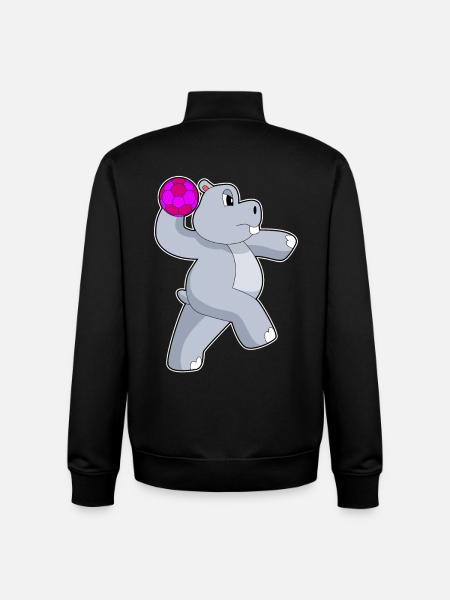 Hippo Handball Player Handball - Unisex Organic Zip Sweatshirt by Stanley/Stella - black