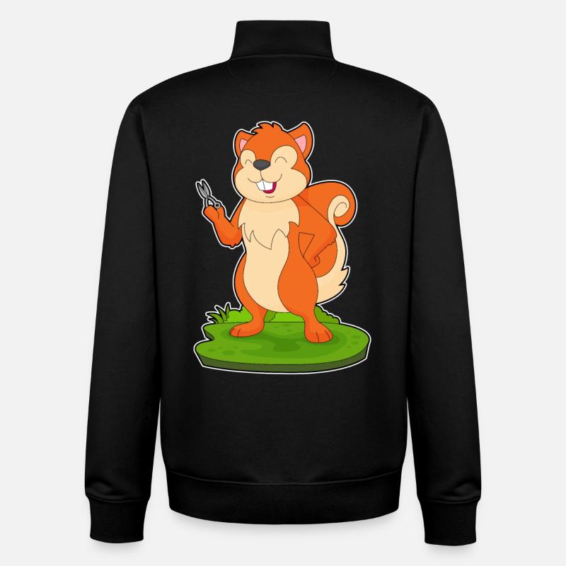 Écureuil Coiffeur Ciseaux - Sweat zippé unisexe en coton bio Stanley/Stella - noir