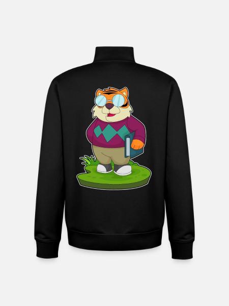 Tiger Pensioner Book - Unisex Organic Zip Sweatshirt by Stanley/Stella - black