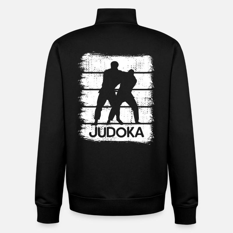 Dessin de judo - Sweat zippé unisexe en coton bio Stanley/Stella - noir