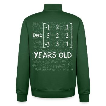 57th birthday 57 years matrix determinant - Unisex Organic Zip Sweatshirt by Stanley/Stella - bottle green - Back - AI Model Male 185 dark (185cm)