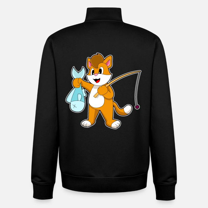 Pêche au chat pêcheur - Sweat zippé unisexe en coton bio Stanley/Stella - noir