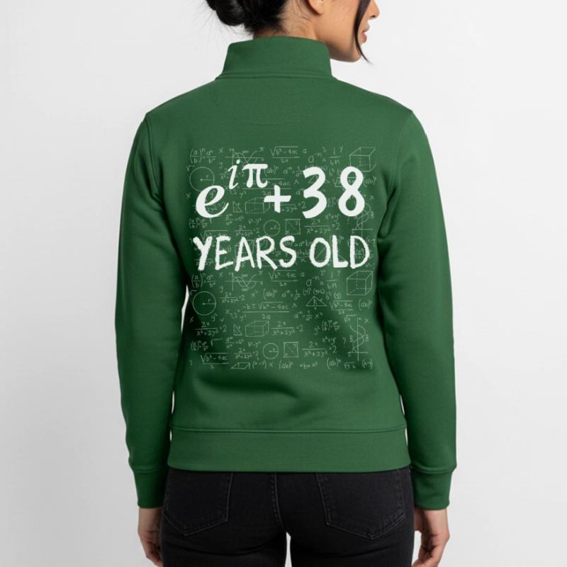 37th Birthday 37 Years Euler Identity Math Gift Unisex Organic Zip Sweatshirt by Stanley/Stella