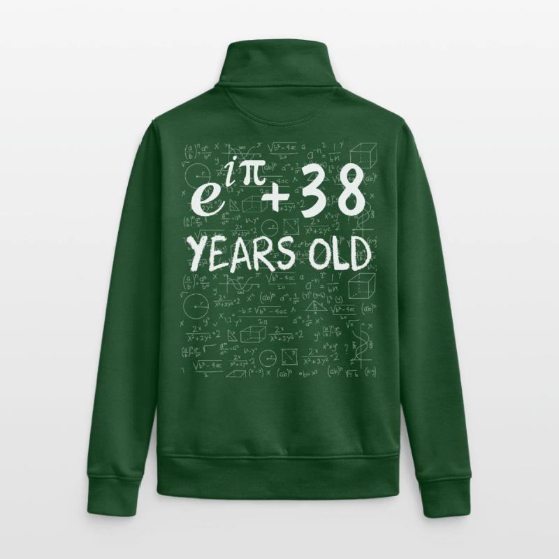 37th Birthday 37 Years Euler Identity Math Gift Unisex Organic Zip Sweatshirt by Stanley/Stella