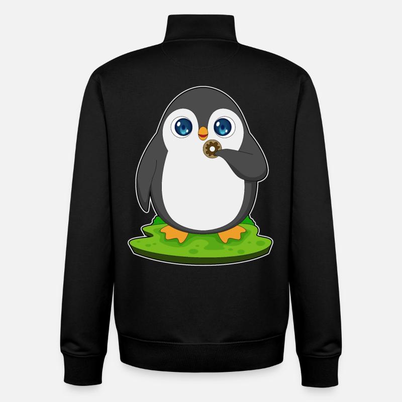 Donut pingouin - Sweat zippé unisexe en coton bio Stanley/Stella - noir