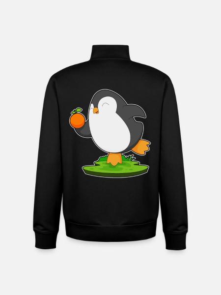 Orange Pingouin - Sweat zippé unisexe en coton bio Stanley/Stella - noir