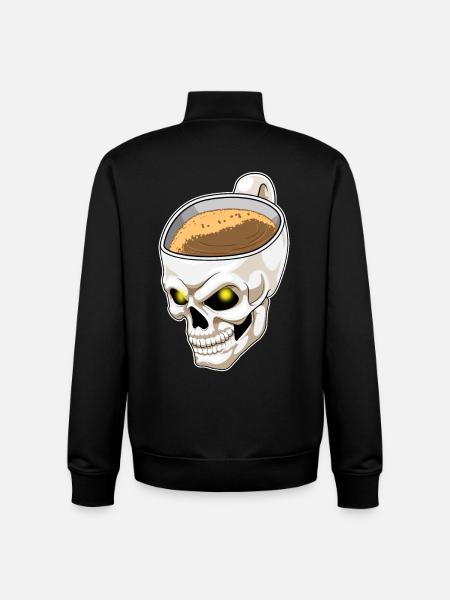 Skull cup of coffee - Unisex Organic Zip Sweatshirt by Stanley/Stella - black